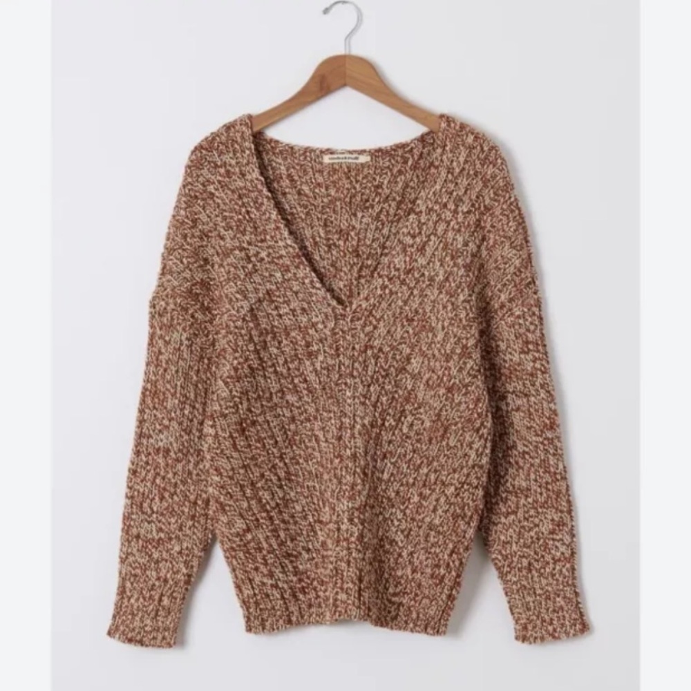 Misha and Puff Vneck Adult Marle Yarn Sweater 100% Merino Wool
